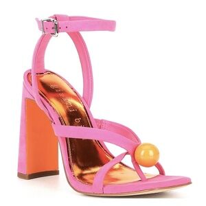 NEW Gianni Bini Booker Leather Ball Ornament Thong Dress Block Heeled Sa…